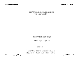 Giáo án Kế hoạch dạy học Vật lí Lớp 8 - Học kì I - Năm học 2011-2012 - Nguyễn Phi Long