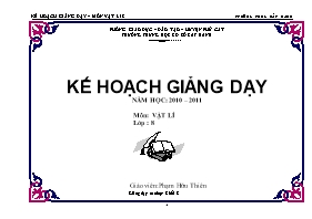 Giáo án Kế hoạch giảng dạy Vật lí Lớp 8 - Năm học 2010-2011 - Phạm Hữu Thiên