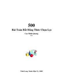 500 bài toán bất đẳng thức chọn lọc Đại số Lớp 8 - Năm học 2008-2009 - Cao Minh Quang