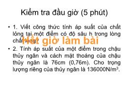 Bài giảng Vật lý Khối 8 - Bài 9: Áp suất khí 