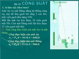 Bài giảng Vật lý Lớp 8 - Bài 15: Công suất