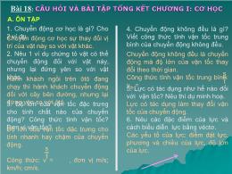 Bài giảng Vật lý Lớp 8 - Bài 18: Câu hỏi và b