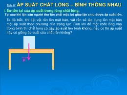 Bài giảng Vật lý Lớp 8 - Bài 8: Áp suất chất lỏng - Bình thông nhau