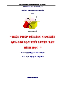 Chuyên đề Biện pháp nâng cao hiệu quả giờ dạy