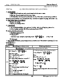 Giáo án Đại số Lớp 8 - Tiết 49, Bài 5: Phương trình chứa ẩn ở mẫu - Năm học 2009-2010 - Ngô Thị Nhàn