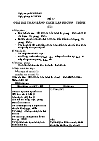 Giáo án Đại số Lớp 8 - Tiết 51: Giải bài toán bằng cách lập phương trình (Tiết 2) - Năm học 2009-2010