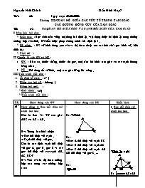Giáo án Hình học Lớp 7 - Chương 3: Quan hệ giữa các yếu tố trong tam giác - Năm học 2005-2006 - Nguyễn Hữu Chính