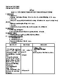 Giáo án Tin học Lớp 6 - Tiết 20, Bài 11: Tổ chức thông tin trong máy tính (tt) - Năm học 2010-2011