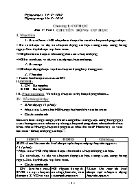 Giáo án Vật lí Khối 8 học kì I - Năm học 2010