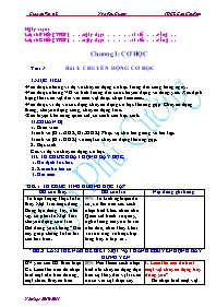 Giáo án Vật lí Lớp 8 - Chương trình cả năm - 