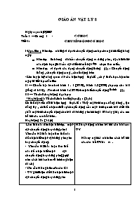 Giáo án Vật lí Lớp 8 - Tiết 1 đến 13 - Năm họ