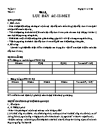 Giáo án Vật lí Lớp 8 - Tiết 11, Bài 10: Lực đẩy Ác-si-mét - Năm học 2005-2006