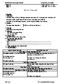 Giáo án Vật lí Lớp 8 - Tiết 19, Bài 15: Công suất - Năm học 2010-2011 - Hoàng Tiến Thuận