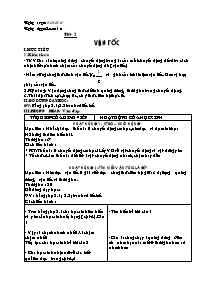 Giáo án Vật lí Lớp 8 - Tiết 2: Vận tốc - Năm học 2010-2011