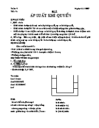 Giáo án Vật lí Lớp 8 - Tiết 9, Bài 9: Áp suất khí quyển - Năm học 2007-2008