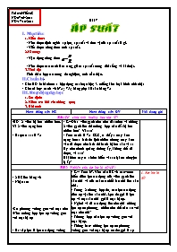 Giáo án Vật lý Lớp 8 - Tiết 8, Bài 7: Áp suất - Năm học 2011-2012