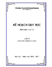 Kế hoạch dạy học học kì I Vật lí Lớp 8 - Năm học 2010-2011 - Trường THCS Thị Trấn Mường Ảng