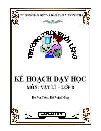Kế hoạch dạy học Vật lí Khối 8 học kì I - Năm