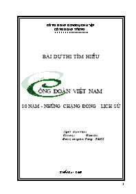 Bài dự thi Tìm hiểu công đoàn Việt Nam 80 năm - Những chặng đường lịch sử - Năm học 2008-2009