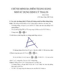 Chuyên đề Chứng minh ba điểm thẳng hàng nhờ sử dụng định lý Thales Hình học Lớp 8 - Đào Tam