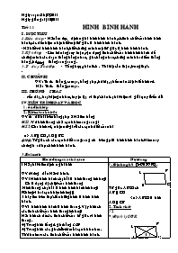 Giáo án Hình học Lớp 8 - Tiết 11: Hình bình h