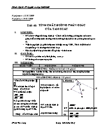 Giáo án Hình học Lớp 8 - Tiết 40: Tính chất đường phân giác của tam giác - Năm học 2008-2009 - Lê Viết Cường