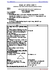 Giáo án Hình học Lớp 9 - Chương trình cả năm - Năm học 2009-2010 - Vũ Văn Thắng