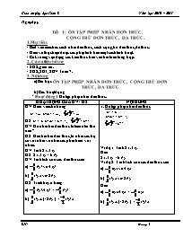 Giáo án phụ đạo Đại số Lớp 8 - Tiết 1 đến 17 - Năm học 2010-2011