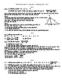 25 Đề ôn tập môn Toán Lớp 8 - Học kỳ II - Năm học 2010-2011
