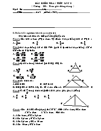 Bài kiểm tra 1 tiết môn Hình học Lớp 8 - Chương III: Tam giác đồng dạng