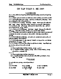 Bài tập ôn tập hè môn Toán Lớp 8 - Phan Huy Năm