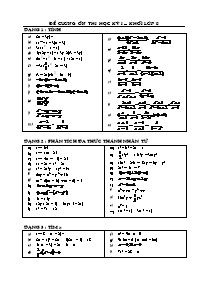 Đề cương ôn thi học kỳ I môn Toán Khối 8