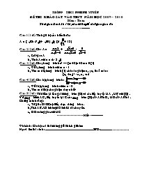 Đề thi khảo sát vào THPT môn Toán - Năm học 2009-2010 - Trường THCS Nghinh Xuyên