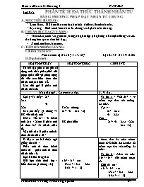 Giáo án Đại số Lớp 8 - Tiết 9: Phân tích đa thức thành nhân tử bằng phương pháp đặt nhân tử chung - Trần Mười