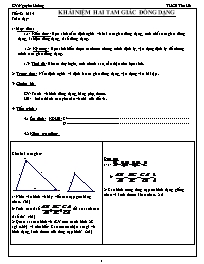 Giáo án Hình học Lớp 8 - Tiết 42: Khái niệm hai tam giác đồng dạng - Nguyễn Hoàng