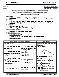 Giáo án Hình học Lớp 9 - Tiết 2, Bài 1: Một số hệ thức về cạnh và đường cao trong tam giác vuông - Năm học 2012-2013 - Nguyễn Huy Du