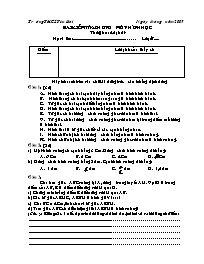 Bài kiểm tra môn Hình học Lớp 8 - Trường THCS Yên Bái