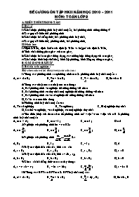 Đề cương ôn tập học kỳ II môn Toán Lớp 8 - Năm học 2010-2011