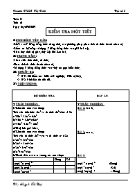 Giáo án Đại số Lớp 8 - Tiết 21: Kiểm tra 1 tiết - Huỳnh thị Diệu