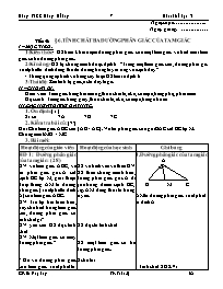 Giáo án Hình học Lớp 7 - Tiết 56, Bài 6: Tính chất ba đường phân giác của tam giác - Lê Duy Hưng