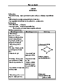Giáo án Hình học Lớp 8 - Tiết 20: Hình thoi (Bản 3 cột)