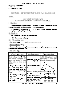 Giáo án Hình học 9 - Tiết 1: Một số hệ thức về cạnh và đường cao trong tam giác vuông (Tiết 1) - Đặng Văn Quí