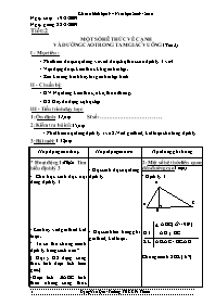 Giáo án Hình học 9 - Tiết 2: Một số hệ thức về cạnh và đường cao trong tam giác vuông (Tiết 2) - Đặng Văn Quí