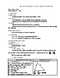 Giáo án Hình học Khối 8 - Tiết 38, Bài 2: Định lý Talet trong tam giác