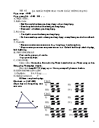 Giáo án Hình học Khối 8 - Tiết 42, Bài 4: Khái niệm hai tam giác đồng dạng (Bản 2 cột)