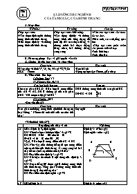 Giáo án Hình học Lớp 8 - Tiết 6: Đường trung bình của tam giác, của hình thang (Bản 3 cột)