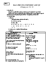 Giáo án môn Đại số 8 - Tiết 43, Bài 3: Phương trình đưa được về dạng ax + b = 0 (Bản 2 cột)