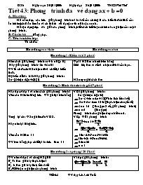 Giáo án môn Đại số 8 - Tiết 43: Phương trình đưa về dạng ax + b =0 - Lê Anh Tuấn