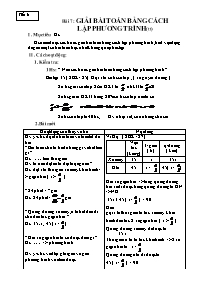 Giáo án môn Đại số 8 - Tiết 51, Bài 7: Giải bài toán bằng cách lập phương trình (Tiếp)