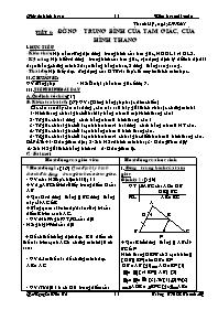 Giáo án Hình học Lớp 8 - Tiết 5: Đường trung bình của tam giác, của hình thang - Nguyễn Văn Tú